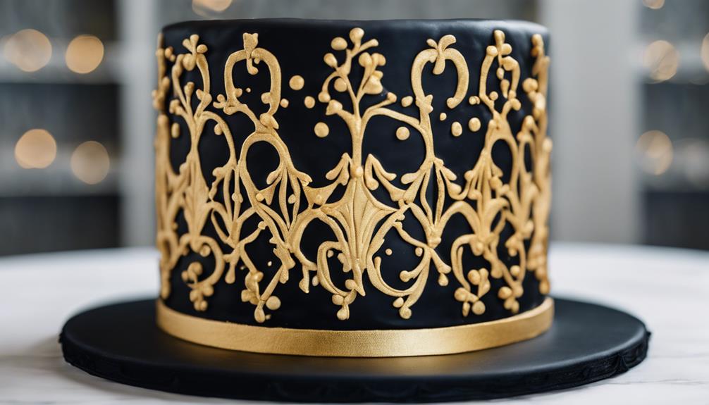 elegant black fondant cake