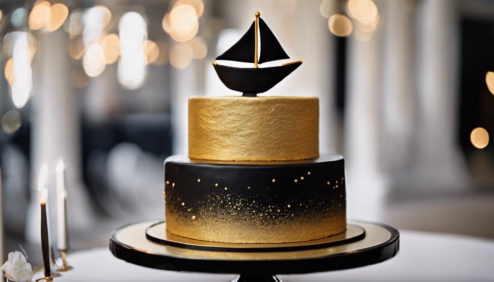 golden sailboat cake topper