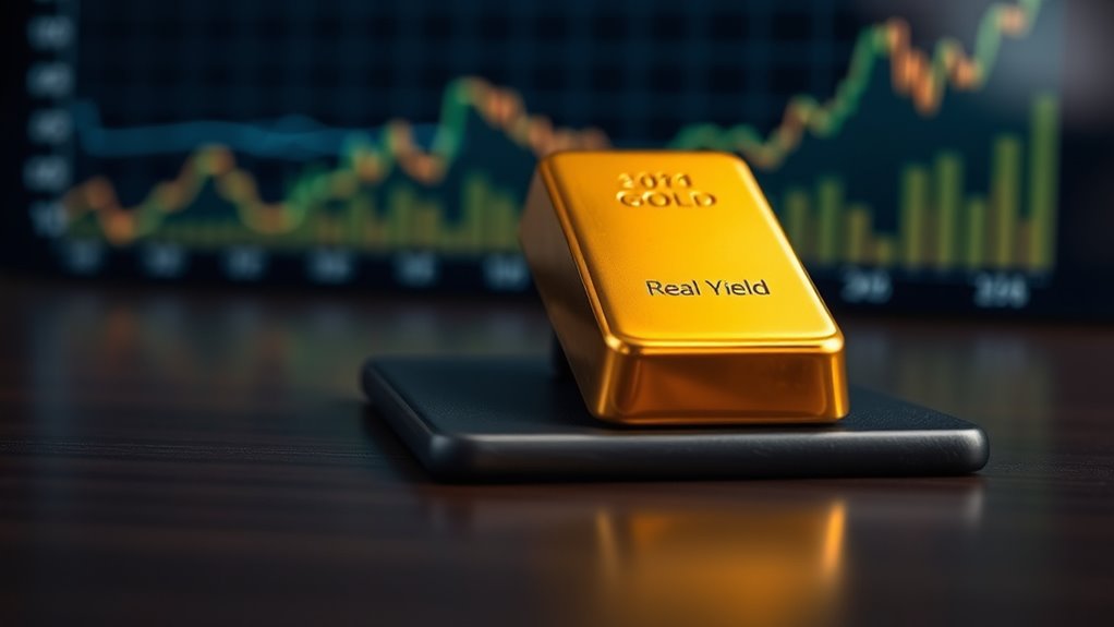gold falls as yields rise