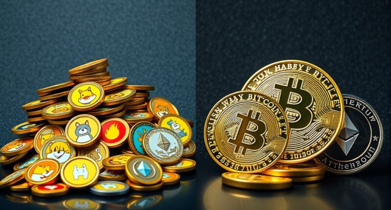 comparing memecoins and blue chip cryptocurrencies