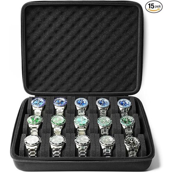 Watch Storage Case for 15 Watches Travel Safe Box