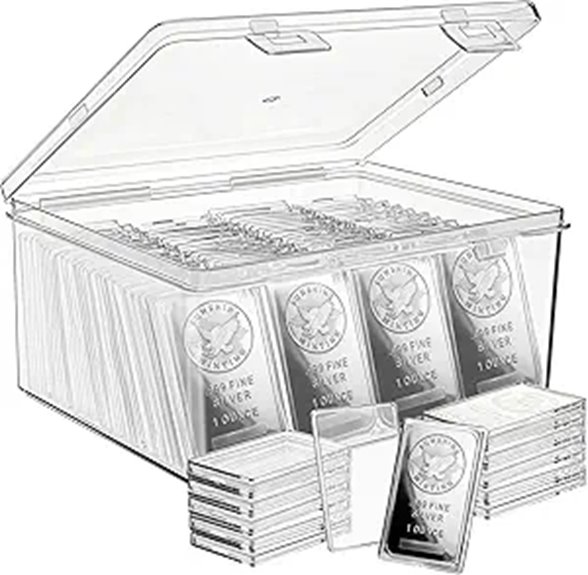 Jucoan 50 Pack Silver Bar Holder Cases
