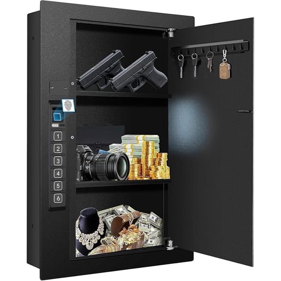 Hidden Wall Safe with Biometric & Key Access