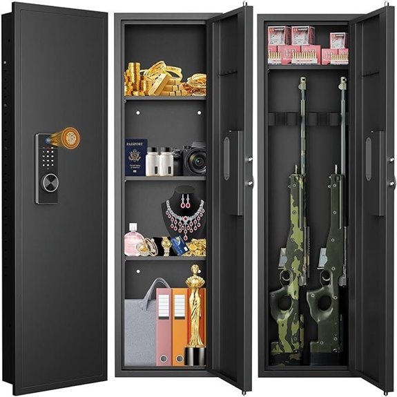 Biometric Wall Safe with Alarm and Shelves