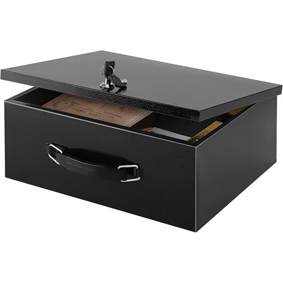 Fire Resistant Safe with Key Lock 13.2x11x5.1 Black