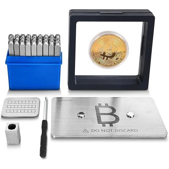 Crypto Seed Phrase Plate Kit with Stamps and Tool