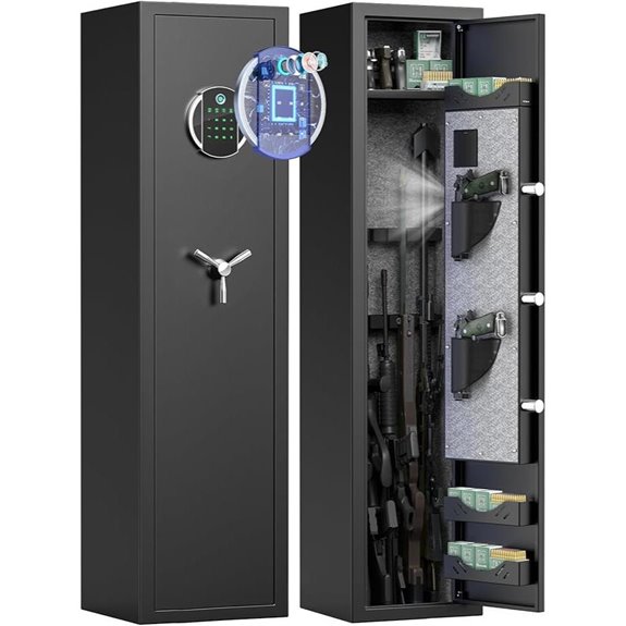 Fireproof 5-Gun Biometric Rifle Safe with LCD Screen