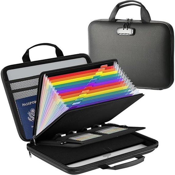 Fireproof Lockable Document Organizer with 13 Pockets