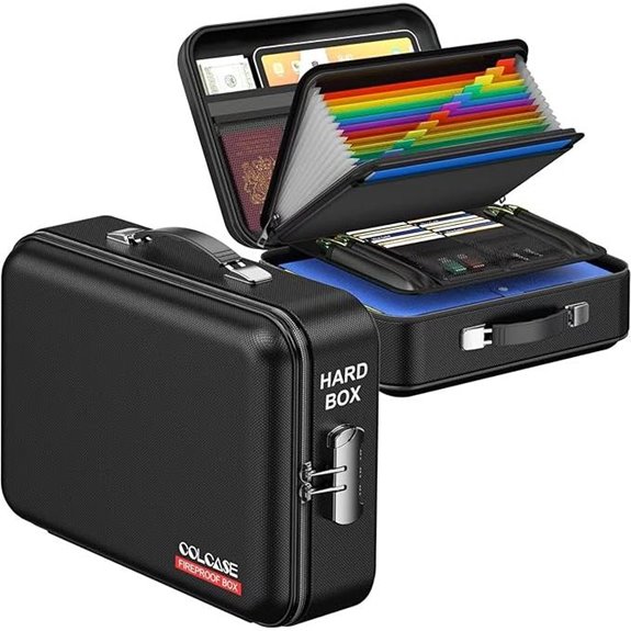 COLCASE Fireproof Document Box with Lock and Water Resistance