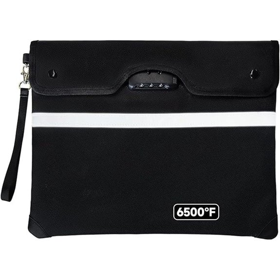 Fireproof Document Bag with Lock and Waterproof Layers