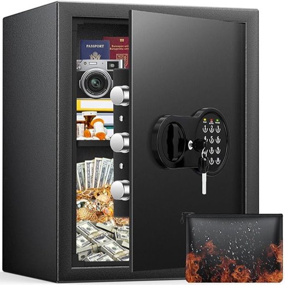 Fireproof Home Safe with Removable Shelf & Mount