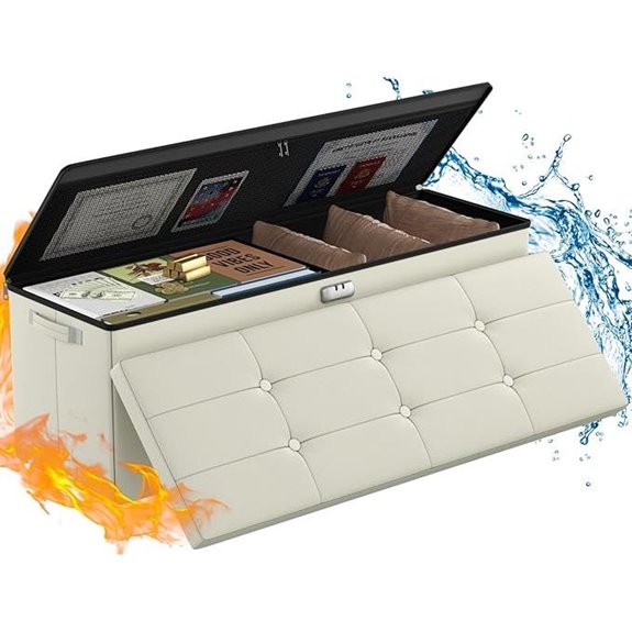 ENGPOW Fireproof Storage Ottoman with Lock and Handles