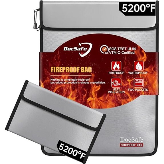 Fireproof Document Bag with Organizer and Water Resistance