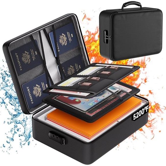 DocSafe Fireproof Waterproof Document Organizer with Lock