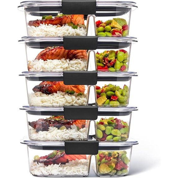 Rubbermaid Brilliance 2-Compartment Meal Prep Containers (5 Pack)