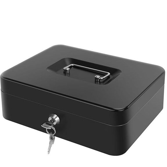 Large Lockable Metal Cash Box with Money Tray