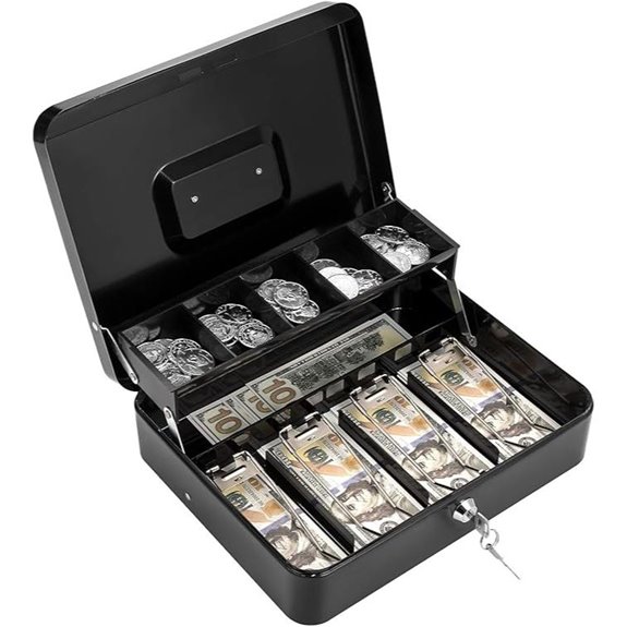 Cash Box with Lock and Money Tray