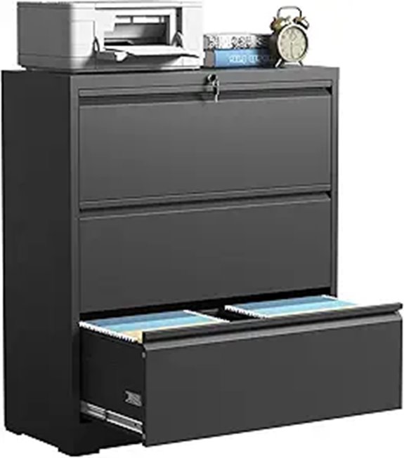 3-Drawer Locking Metal Lateral File Cabinet
