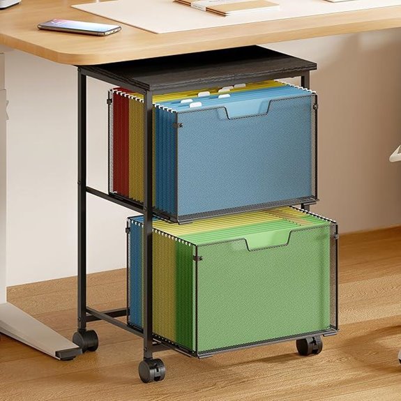 Letter/Legal Rolling File Cart with Storage Drawers