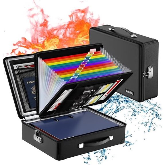Fireproof Document Box with Lock and Organizer