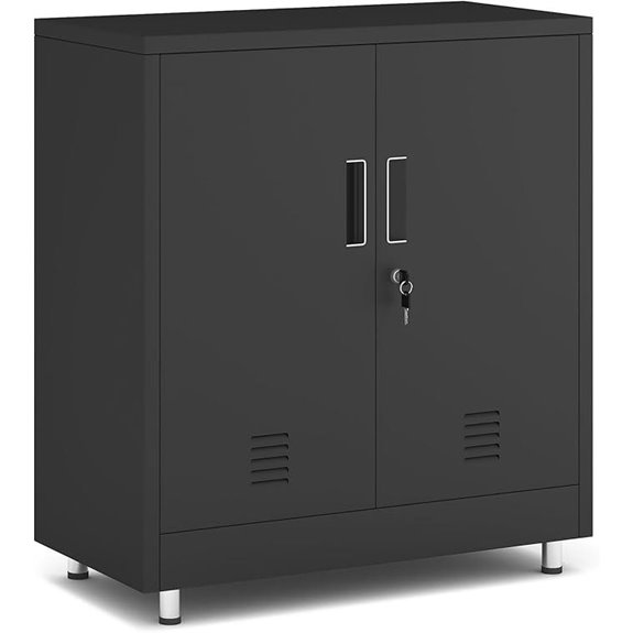 Lockable Metal Storage Cabinet with Adjustable Shelves