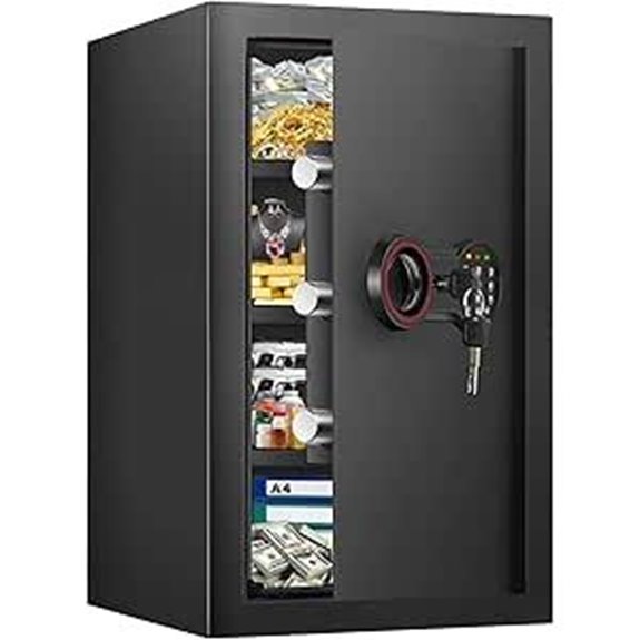 Large Safe Box with LED Light and Removable Shelves