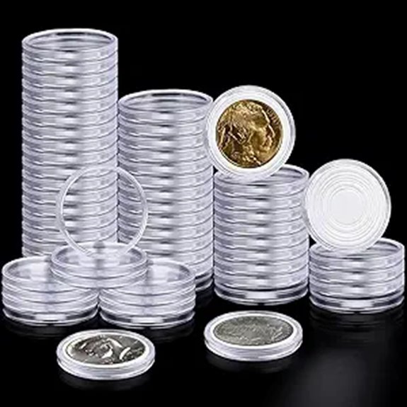 63PCS Silver Dollar Coin Holders with Adjustable Gasket