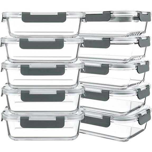 KOMUEE 10 Pack 30oz Glass Food Storage Containers