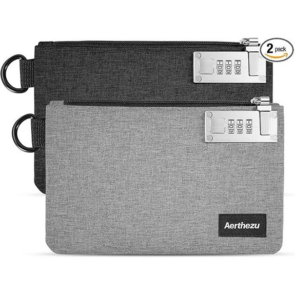 Aerthezu Lockable Money Bag 2-Pack (5x8 Inches)