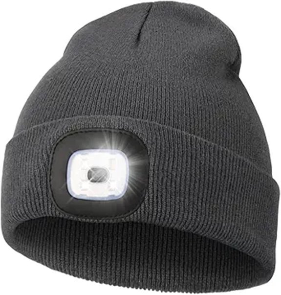 MELASA Unisex LED Light Beanie Hat with Rechargeable Headlamp