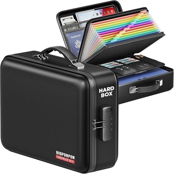 Fireproof Document Box with Lock and Waterproof Protection