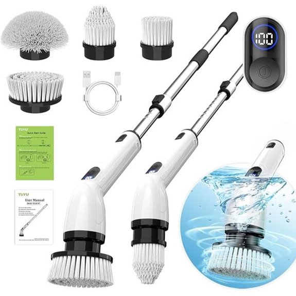 TUYU Waterproof Electric Spin Scrubber with Adjustable Handle