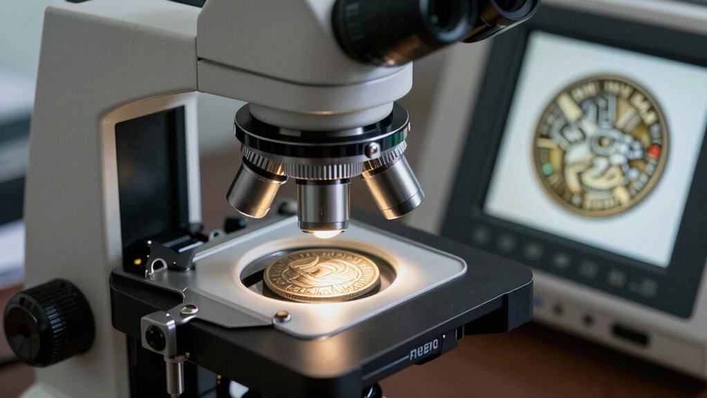 precise coin detail inspection